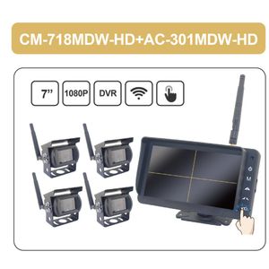 7 Inch HD 1080P DVR Wireless Heavy Duty Vehicle 4 Views Camera Monitor System