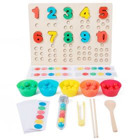 Wooden Kids Montessori Alphabet Number Board Tube Clip Bead Board Game Puzzle Sorting Math Educational Toys