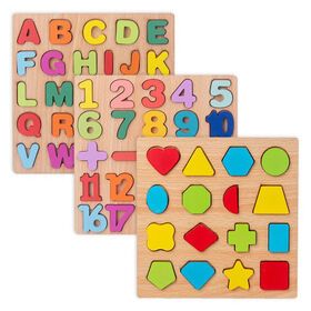 Kids Wood Montessori Board Letter and Number Educational Learning Toys Wooden Puzzle Board For Toddlers