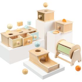 Montessori wooden ball drawer target box Coin Box Early Learning Educational Toys Ball Matching For Kids