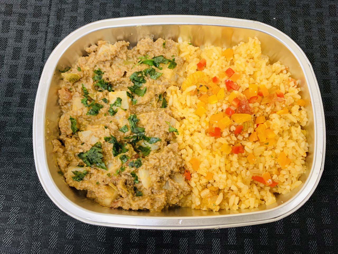 Airline Meal with Rice and Meat