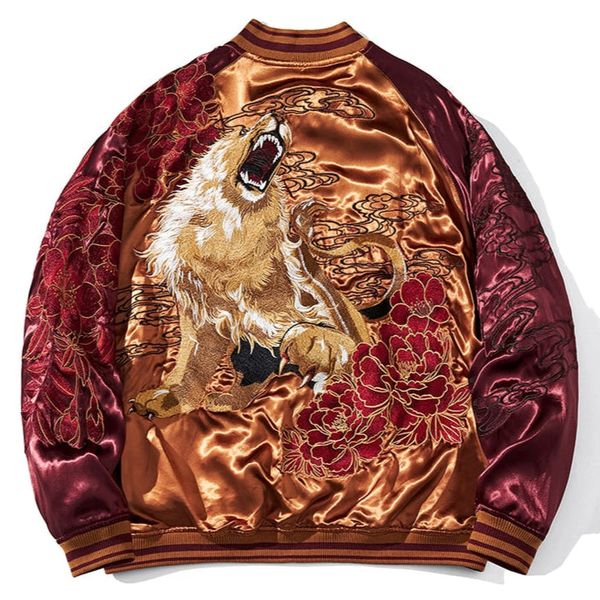 Raging Wolf Sukajan Souvenir Bomber Jacket (Reversible)