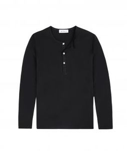 Henley Shirt Pima Long Sleeve – Black