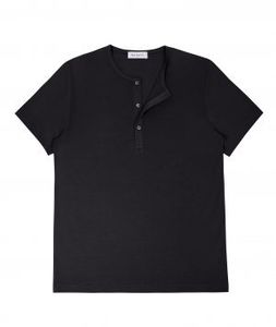 Henley Shirt Pima Short Sleeve – Black