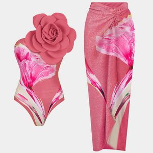 2025 Women's Slimming One-Piece Swimsuit With Long Chiffon Skirt Floral Solid Plaid Gingham Print Tight Fitting Big Foam