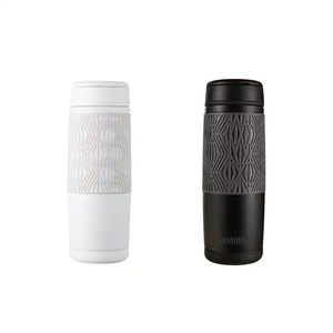 Luxury Portable Vacuum Insulated Cup Double Wall Travel Coffee Mug Stainless Steel Thermal Water Bottle With Silicon Sleeve