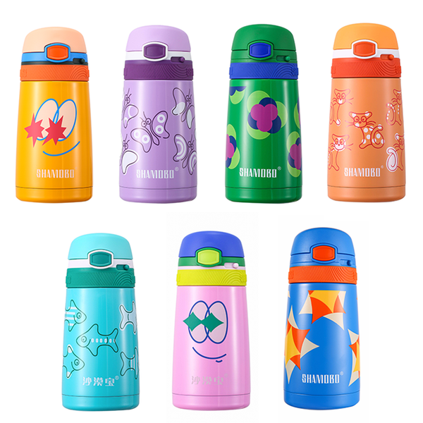 Custom Logo Oem Branded Kawaii Reusable Metal Cute Stainless Steel Sports Eco-Friendly Kids Waterbottle With Straw in Bulk