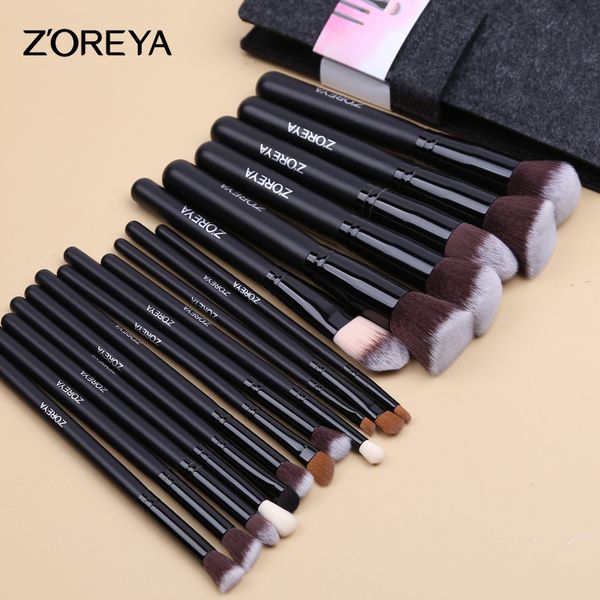 Professional 18 Pcs black  Vegan Cruelty  Soft Bristles Hair makeup cosmetic brush set with bag