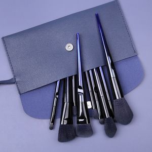 Professional 10 Pcs Blue Vegan Cruelty  Soft Bristles Hair makeup cosmetic brush set
