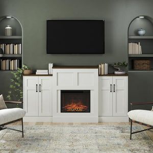 Hattie Mantel with Electric Fireplace and Built-In Side Storage Cabinets
