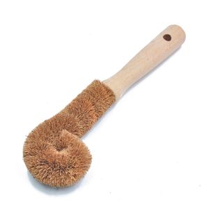 Natural Coconut Fibers Bristles Wood Kitchen Pot Pan Cleaning Scrubber Brush Reusable Bamboo Sisal Dish Cleaning Kitchen Brush