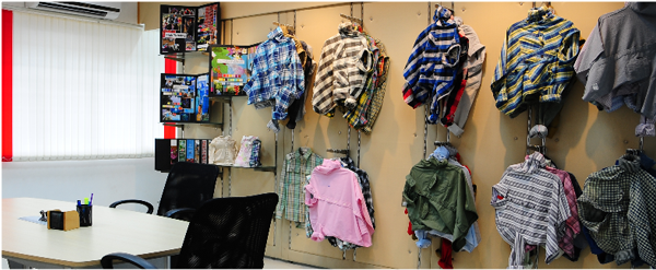 shirts, skirts, casual pants, and shorts