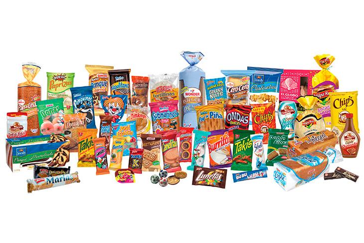 packaged bread, buns, pastries, cakes, cookies, tortillas, and snacks