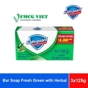 Safeguard Bar Soap Fresh Green with Herbal Extract Pack 3 (125g x 3) x 24 Boxes
