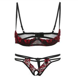 Fashion lace sexy open lingerie,Women lace bra brief set