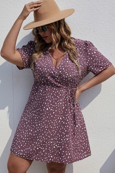 Plus Polka Dot Print Tunic T Shirt Dress