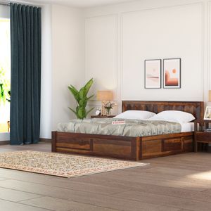 La-Diode Sheesham Wood Bed by Induscraft | King & Queen Sizes with Storage Options