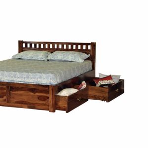 Ethina Bed by Induscraft in Solid Sheesham Wood with Box Storage (King and Queen Size)