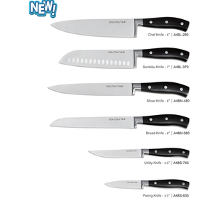 Chef Knife, Santoku Knife, Slicer Knife, Bread Knife, Utility Knife, Paring Knife