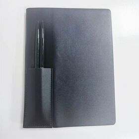 Custom  flexible cover Pu Leather notebook with Pocket pen holder and slim pens sets for office and school can add logo