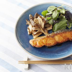 Salmon Meuniere with Mushrooms and Butter Soy Sauce