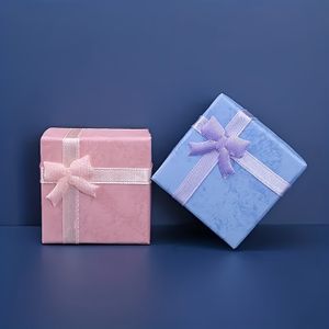 High Quality Cloudy Paperboard Jewelry Boxes Factory Wholesale Square Rectangle Bow Packaging for Ties and Jewelry Sets