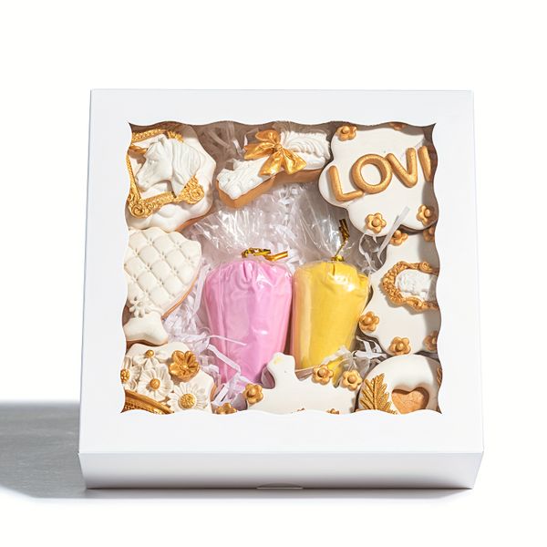 White Pastry Bakery Dessert Boxes Embossed Paper for Donuts Chocolate Strawberries Pie for Sushi and Jelly