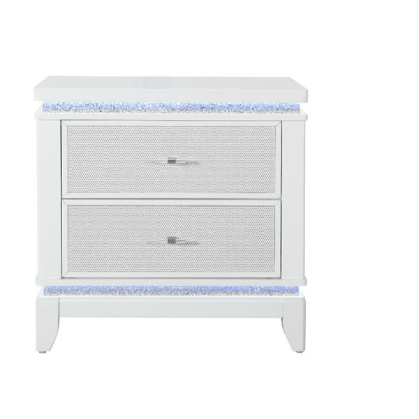 ALINA WHITE NIGHTSTAND WITH LED AND USB