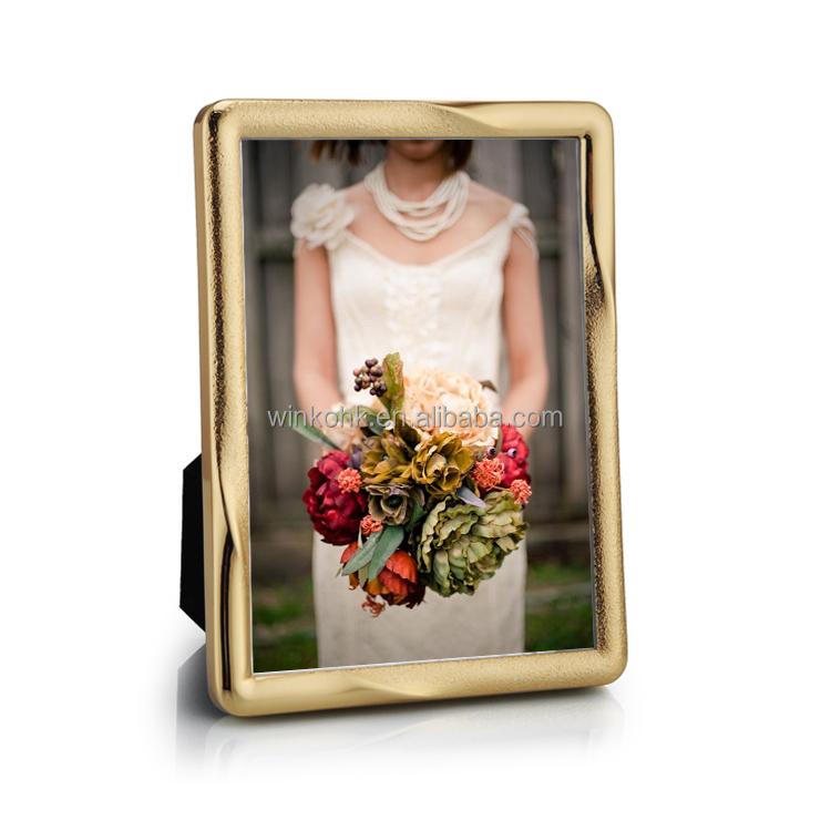 Stock 13x18cm5x7" Twisted Pattern Metal Stamp Photo Frame for Home Decor Anniversary Wedding Gifts Gold Plated Picture Frame