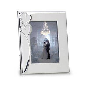 13x18cm/5x7" Everlasting Metal Photo Frame Double Heart with Crystals Silver Plated Picture Frame Wedding Anniversary Home Decor