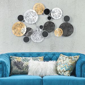 3D Fan Round Mirror Metal Wall Art