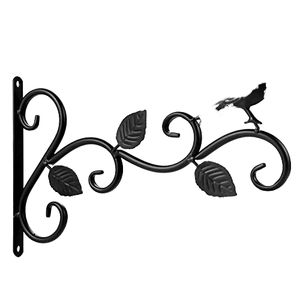 Metal Bracket Iron Wall Mount Leaf Black Hangers for Bird Feeders, Lanterns, Wind Chimes, Planters, Outdoor Decorations