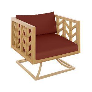 Acacia Swivel Club Chair with Carbon Steel Base