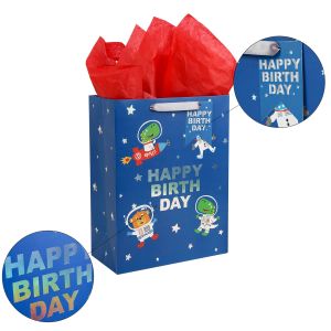 13 inch Large Gift Bag with Birthday Card & Tissue Paper for Boy