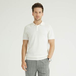 Classic Solid Knit Spring Summer Style Poloshirts for Men Cotton
