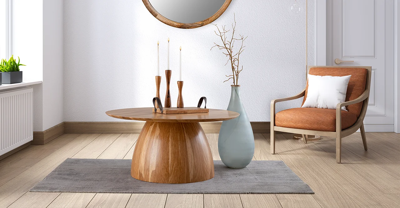 wooden trays, metal handicrafts, candle stands, and bowls
