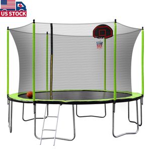 USA Warehouse Delivery Bungee 12ft Trampoline with Safety Spring Pad and Protective Net