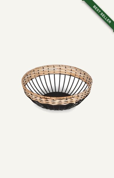 Deep Iron & Cane Woven Storage Basket