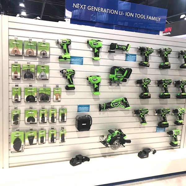 drills, multi-tools, impact drivers and wrenches, sanders, saws (jig, angle, circular, and reciprocating), hobby tools, routers, and cutters, bench tools like miter saws, drill presses, and bench grinders, along with a comprehensive selection of accessories
