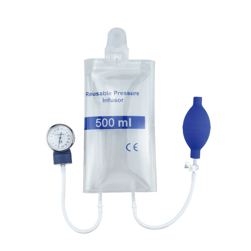 Pressure Infusion Bag, 500ml / 1000ml / 3000ml Fluids Cuff with Pump & Monitor, Pressure Infuser Bag for Blood and Fluid Quick Infusion, IV Fluid Delivery Administration Bag, No Leakage