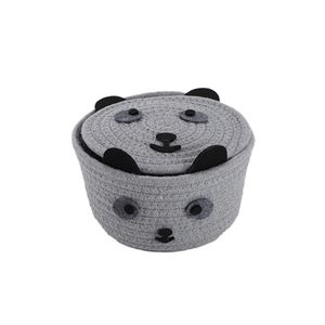 Cute Panda Design Foldable Woven Lundry Basket Large Capactity Decorative Cotton Rope Storage Basket Basket