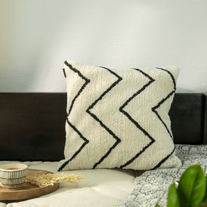Bohemian Style 18x18 Inch Cotton Cushion Cover Moroccan Zigzag Embroidered Throw Pillow for Home Use Pillow Cushion Cases