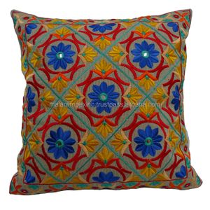 2022 New Arrivals Custom Embroidery 45X45cm Home Interior Cushion Cover High Quality Indian Style Sofa Decorative Pillow Cases