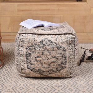 2023 Summer Home Decor Collection Boho Rug Print Carpet Printed Handmade Pouf Cover Fabric Interior Design Trends Bohemian Style