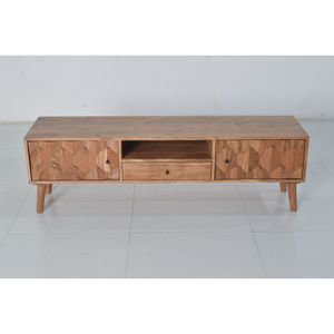 Natural Acacia Wood TV Cabinet with Storage Drawers Durable Construction for Living Room and Hotel Use