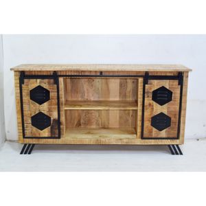 Modern Mango Wood Sideboard with Multiple Storage Drawers Natural Finish for Dining Room and Kitchen