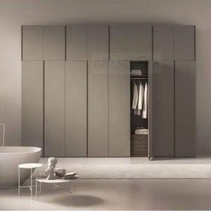 Sleek Modern Wardrobe with Built-in Vanity and Shelving Maximizing Space for Bedrooms and Boutique Hotels