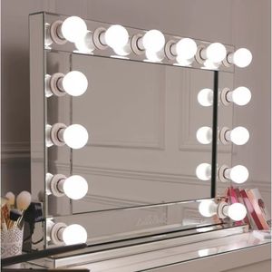 Hollywood 16-Bulb Dimmable Bathroom Wall-Mounted Framed Mirror 3 Color Touch Control Anti-Fog Memory Function 3 Glass Weddings
