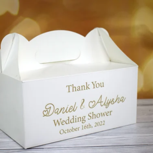 Custom White Mini 12 X 12 X 12 Coated Paper Afternoon Cheese Cake Packaging Wedding Cake Boxes for Guest with Handle