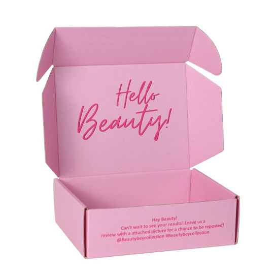 Custom Printed Cardboard Cartons Pink Shipping Mailer Box Cosmetic Set Cosmetics Mailing Skin Care Corrugated Packaging